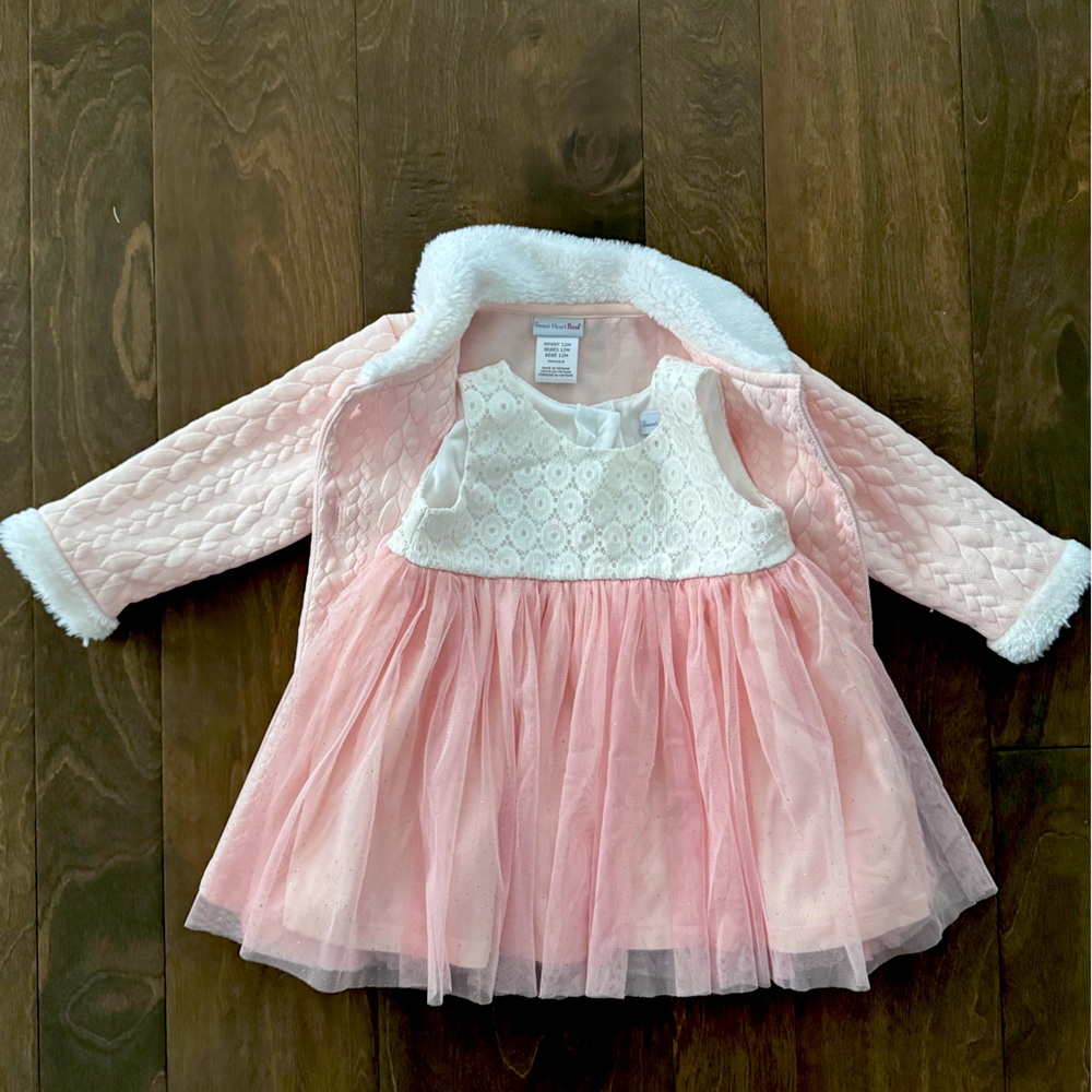 Cute Pink and White Dress with Jacket